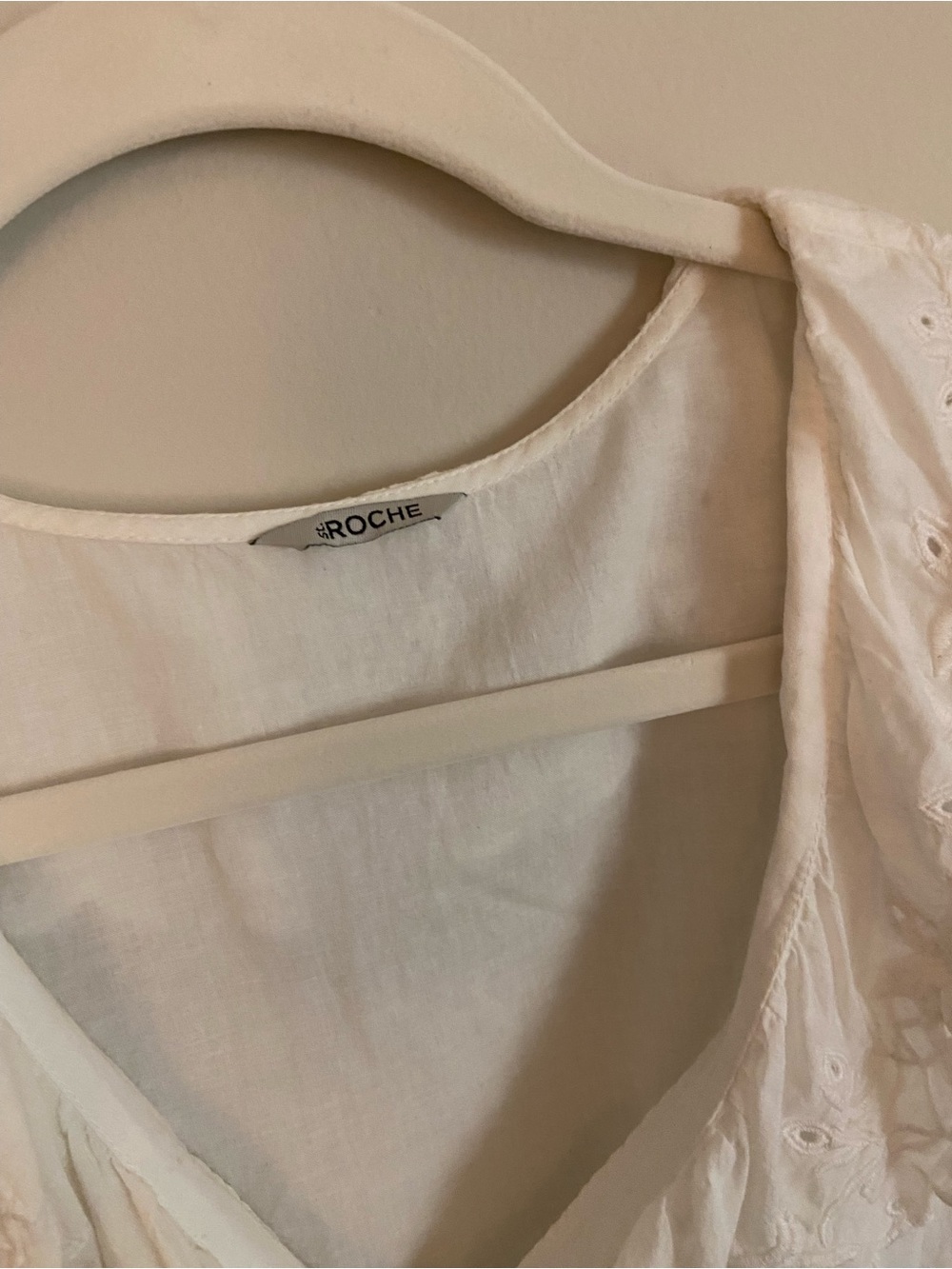 White Eyelet Ruffle Collar Blouse - Feminine Short Sleeve Top - Picture 2 of 13